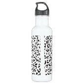 Leopardrucke, Leoparden, Schwarz und Weiß Edelstahlflasche (Rückseite)