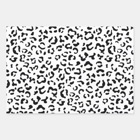 Leopardrucke, Leoparden, Schwarz und Weiß Geschenkpapier Set (Vorderseite)
