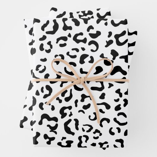 Leopardrucke, Leoparden, Schwarz und Weiß Geschenkpapier Set (Beispiel)
