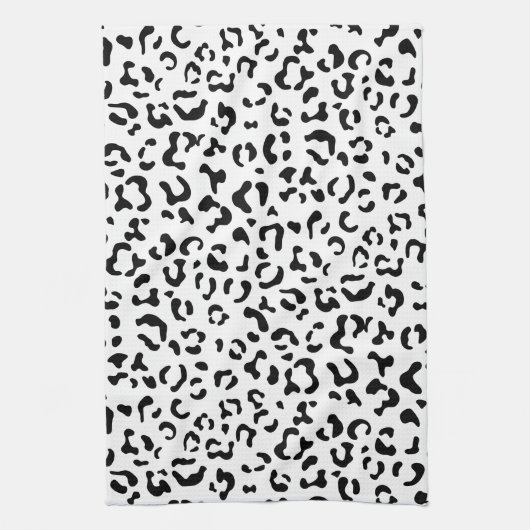 Leopardrucke, Leoparden, Schwarz und Weiß Geschirrtuch (Vertikal)