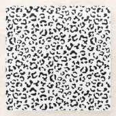 Leopardrucke, Leoparden, Schwarz und Weiß Glasuntersetzer (Vorderseite)