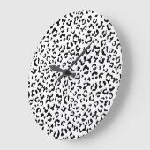 Leopardrucke, Leoparden, Schwarz und Weiß Große Wanduhr (Winkel)