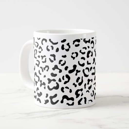 Leopardrucke, Leoparden, Schwarz und Weiß Jumbo-Tasse (Vorderseite Links)