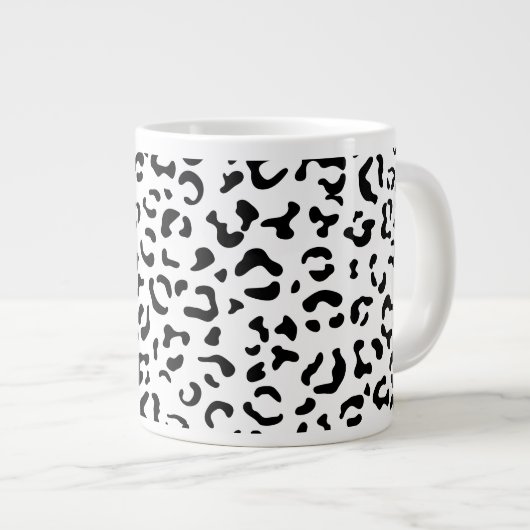 Leopardrucke, Leoparden, Schwarz und Weiß Jumbo-Tasse (Vorderseite Rechts)