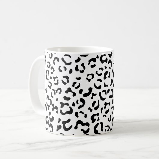 Leopardrucke, Leoparden, Schwarz und Weiß Kaffeetasse (Vorderseite Links)