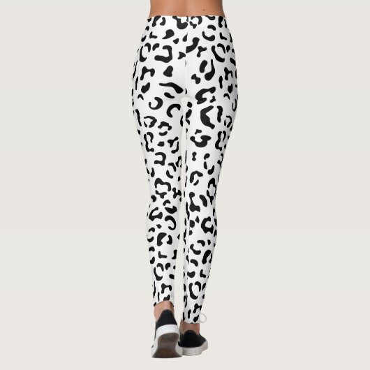 Leopardrucke, Leoparden, Schwarz und Weiß Leggings (Rückseite)