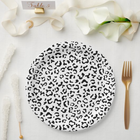 Leopardrucke, Leoparden, Schwarz und Weiß Pappteller (Hochzeit)