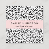 Leopardrucke, Leoparden, Schwarz und Weiß Quadratische Visitenkarte (Vorderseite)