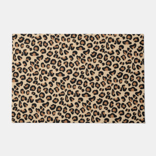 Leopardrucke, Schwarz, Braun, Rost und Tan Fußmatte