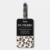 Leopardrucke, Schwarz, Weiß, Tan-Farbblock Gepäckanhänger (Rückseite vertikal)