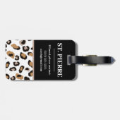 Leopardrucke, Schwarz, Weiß, Tan-Farbblock Gepäckanhänger (Rückseite horizontal)
