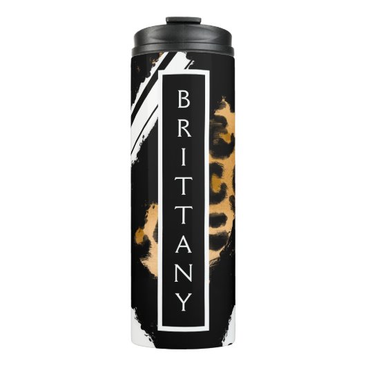 Leopardrucke, schwarze und weiße Polka-Punkte, Str Thermosbecher (Vorderseite)