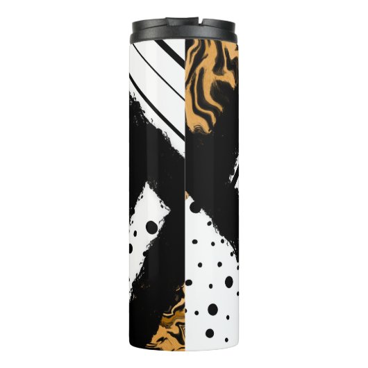 Leopardrucke, schwarze und weiße Polka-Punkte, Str Thermosbecher (Rückseite)