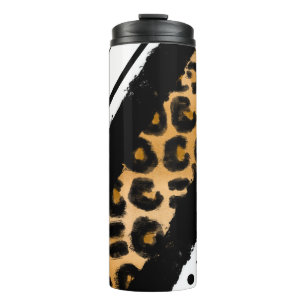 Leopardrucke, schwarze und weiße Polka-Punkte, Str Thermosbecher
