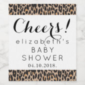 Leopardrucke, Spots, brauner Leopard, Babydusche Weinetikett (Einzelnes Label)