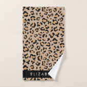 Leopardrucke, Spots, Braunleopard, Ihr Name Badhandtuch Set (Handtuch)