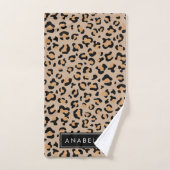 Leopardrucke, Spots, Braunleopard, Ihr Name Badhandtuch Set (Handtuch)