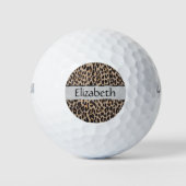 Leopardrucke, Spots, Braunleopard, Ihr Name Golfball (Vorderseite)