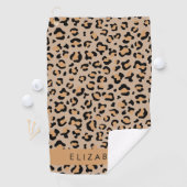 Leopardrucke, Spots, Braunleopard, Ihr Name Golfhandtuch (Insitu)