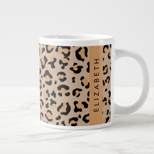 Leopardrucke, Spots, Braunleopard, Ihr Name Jumbo-Tasse (Rechts)