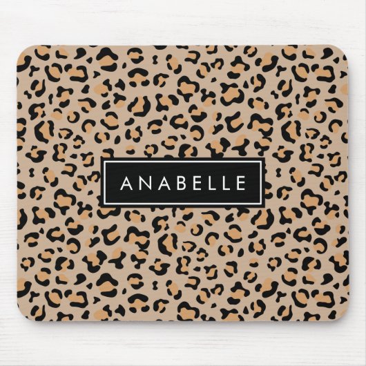 Leopardrucke, Spots, Braunleopard, Ihr Name Mousepad (Vorne)