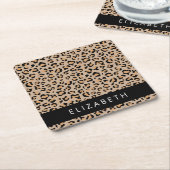 Leopardrucke, Spots, Braunleopard, Ihr Name Rechteckiger Pappuntersetzer (angewinkelt)
