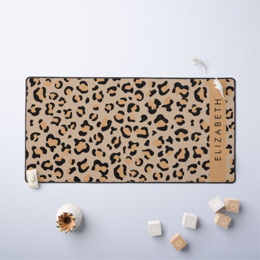 Leopardrucke, Spots, Braunleopard, Ihr Name Schreibtischunterlage (Kindertisch)