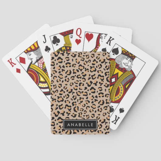 Leopardrucke, Spots, Braunleopard, Ihr Name Spielkarten (Rückseite)