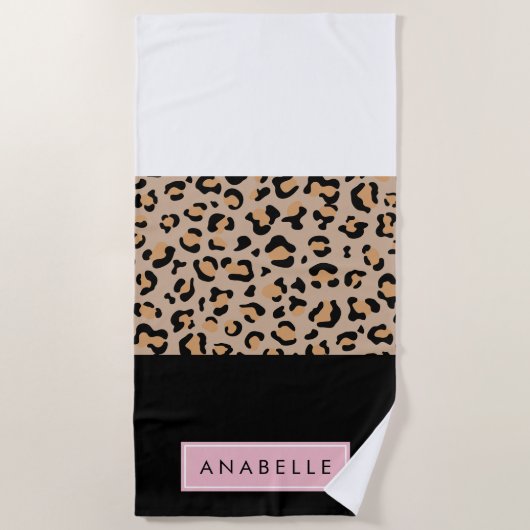 Leopardrucke, Spots, Braunleopard, Ihr Name Strandtuch (Vorderseite)