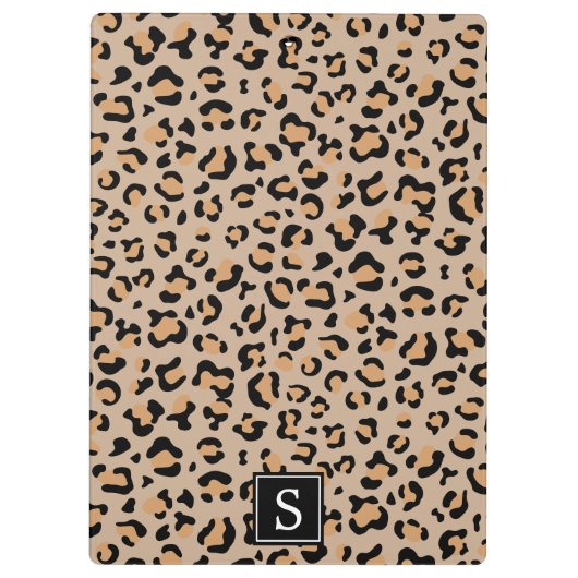 Leopardrucke, Spots, Braunleopard, Monogramm Klemmbrett (Rückseite)