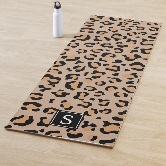 Leopardrucke, Spots, Braunleopard, Monogramm Yogamatte (Beispiel)