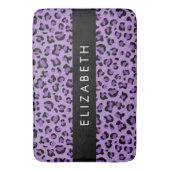 Leopardrucke, Spots, Lila Leopard, Ihr Name Badematte (Vorderseite Vertikal)