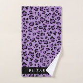 Leopardrucke, Spots, Lila Leopard, Ihr Name Badhandtuch Set (Handtuch)
