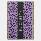 Leopardrucke, Spots, Lila Leopard, Ihr Name Decke (Vorderseite Vertikal)