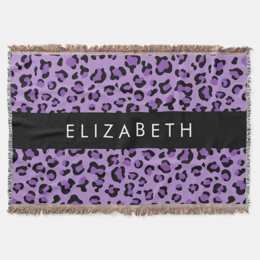 Leopardrucke, Spots, Lila Leopard, Ihr Name Decke (Vorderseite)