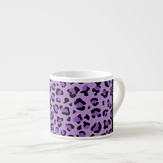 Leopardrucke, Spots, Lila Leopard, Ihr Name Espressotasse (Vorderseite Rechts)
