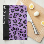 Leopardrucke, Spots, Lila Leopard, Ihr Name Geschirrtuch (Viertel Falte)