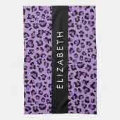 Leopardrucke, Spots, Lila Leopard, Ihr Name Geschirrtuch (Vertikal)