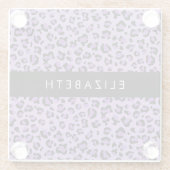 Leopardrucke, Spots, Lila Leopard, Ihr Name Glasuntersetzer (Rückseite)