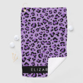 Leopardrucke, Spots, Lila Leopard, Ihr Name Golfhandtuch (Insitu)