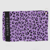 Leopardrucke, Spots, Lila Leopard, Ihr Name Golfhandtuch (Horizontal)