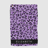 Leopardrucke, Spots, Lila Leopard, Ihr Name Golfhandtuch (Vorderseite)