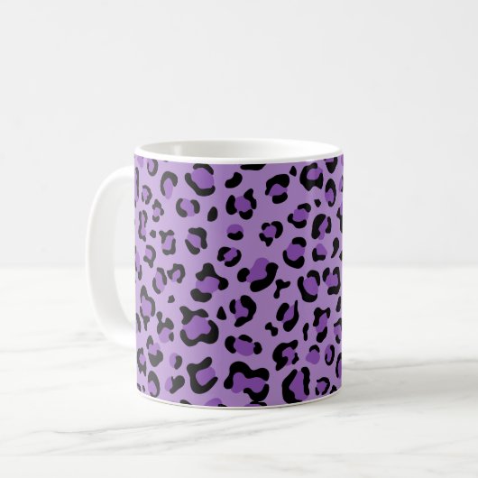 Leopardrucke, Spots, Lila Leopard, Ihr Name Kaffeetasse (Vorderseite Links)
