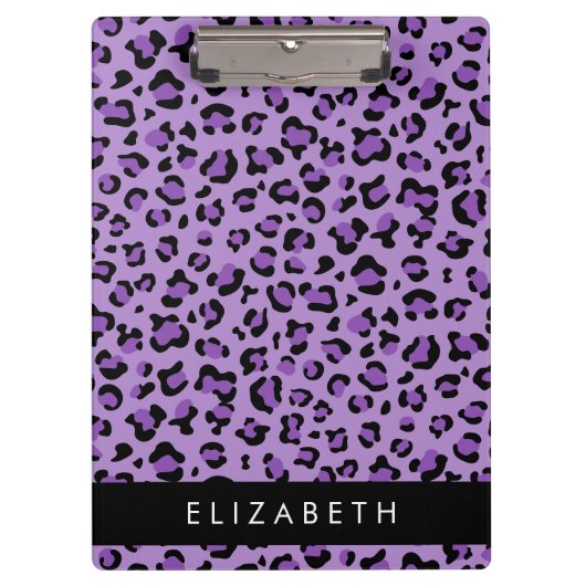Leopardrucke, Spots, Lila Leopard, Ihr Name Klemmbrett (Vorderseite)