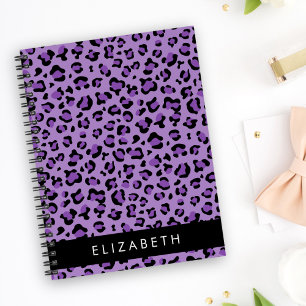 Leopardrucke, Spots, Lila Leopard, Ihr Name Notizblock