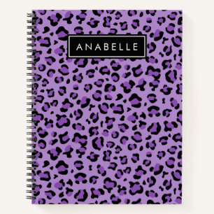 Leopardrucke, Spots, Lila Leopard, Ihr Name Notizblock
