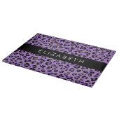 Leopardrucke, Spots, Lila Leopard, Ihr Name Schneidebrett (Ecke)