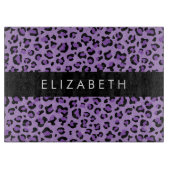 Leopardrucke, Spots, Lila Leopard, Ihr Name Schneidebrett (Vorderseite)