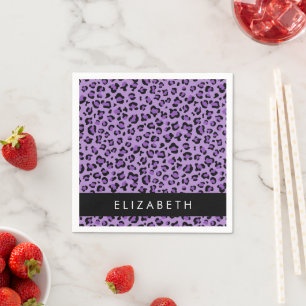 Leopardrucke, Spots, Lila Leopard, Ihr Name Serviette