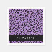 Leopardrucke, Spots, Lila Leopard, Ihr Name Serviette (Vorderseite)